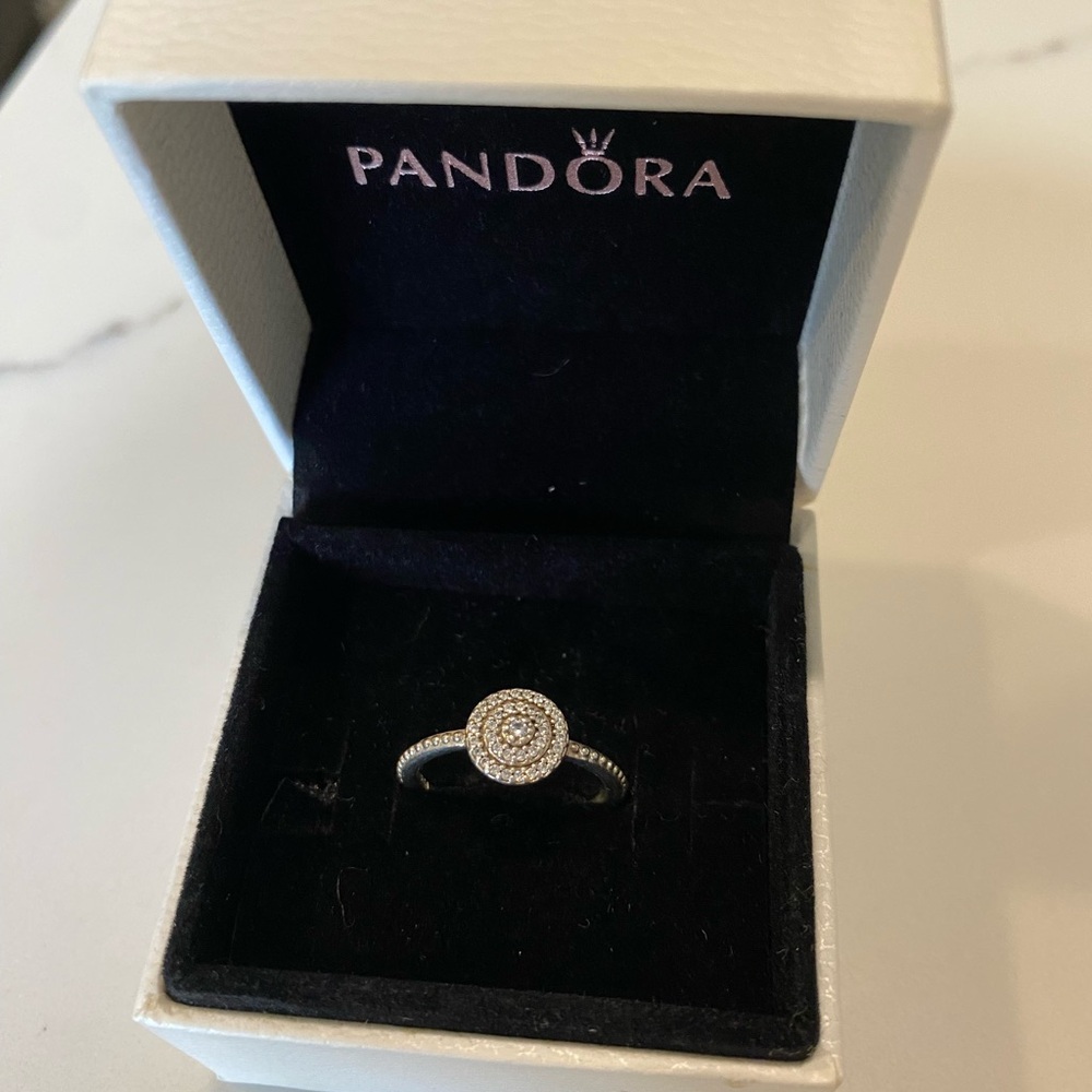 Pandora Silver Ring Stone circles